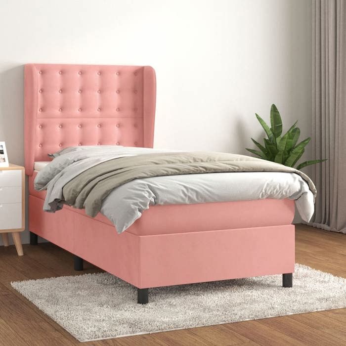 Maison Exclusive - Sommier à lattes de lit avec matelas Rose 100x200 cm Velours