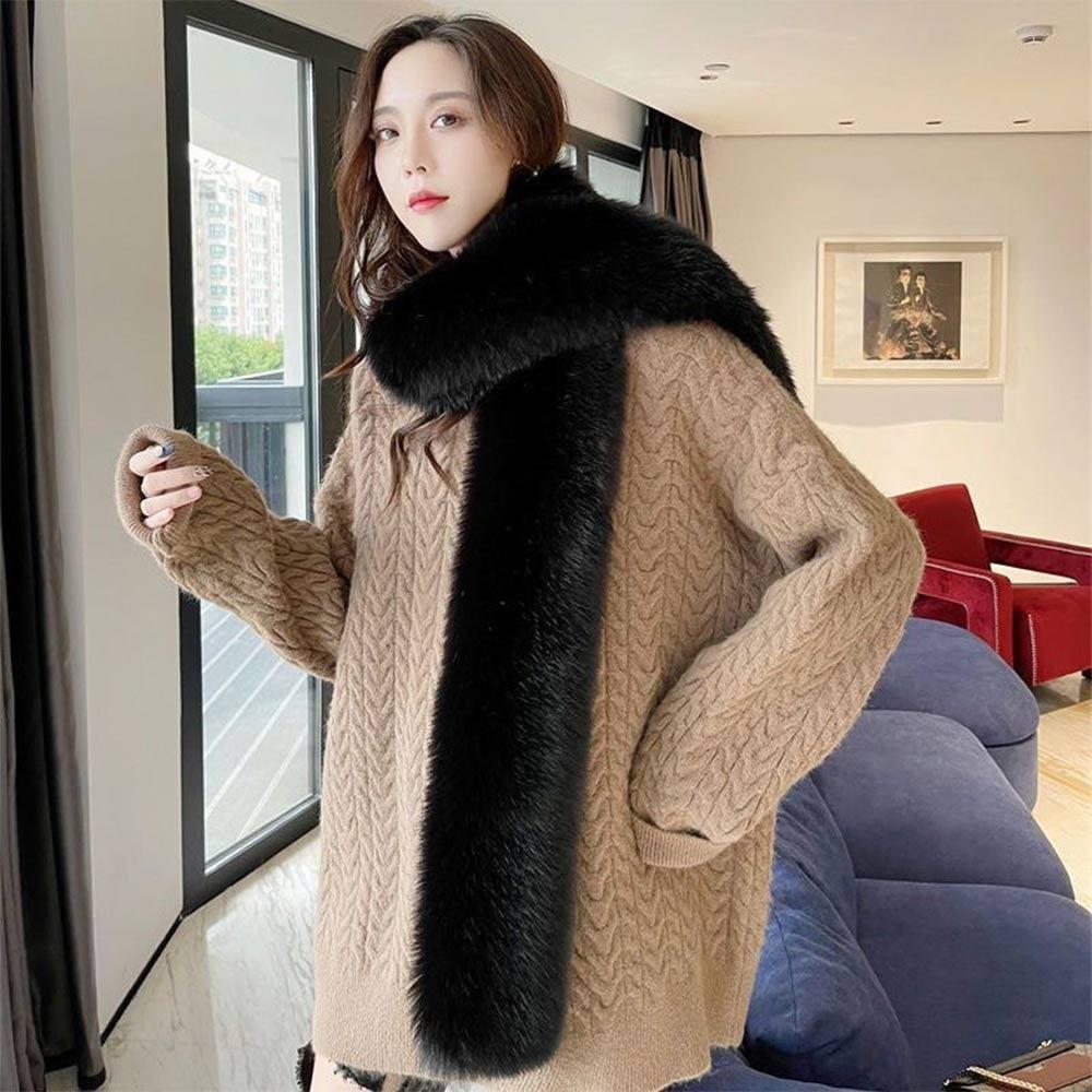 180cm Luxury Wraps Shawl Thick Fluffy Ladies Neck Warmer Muffler Fake Fur Long Scarf For Women Men