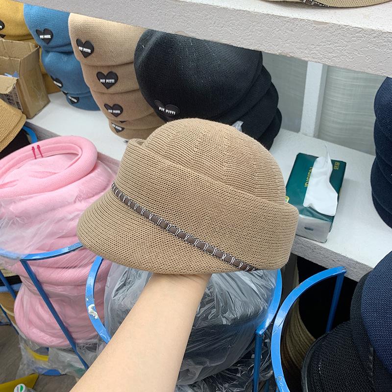 2023 Summer Japan Mesh Pu Webbing Decoration Plant Fiber Grass Leisure Lady Baseball Hat Women Visors Equestrian Cap