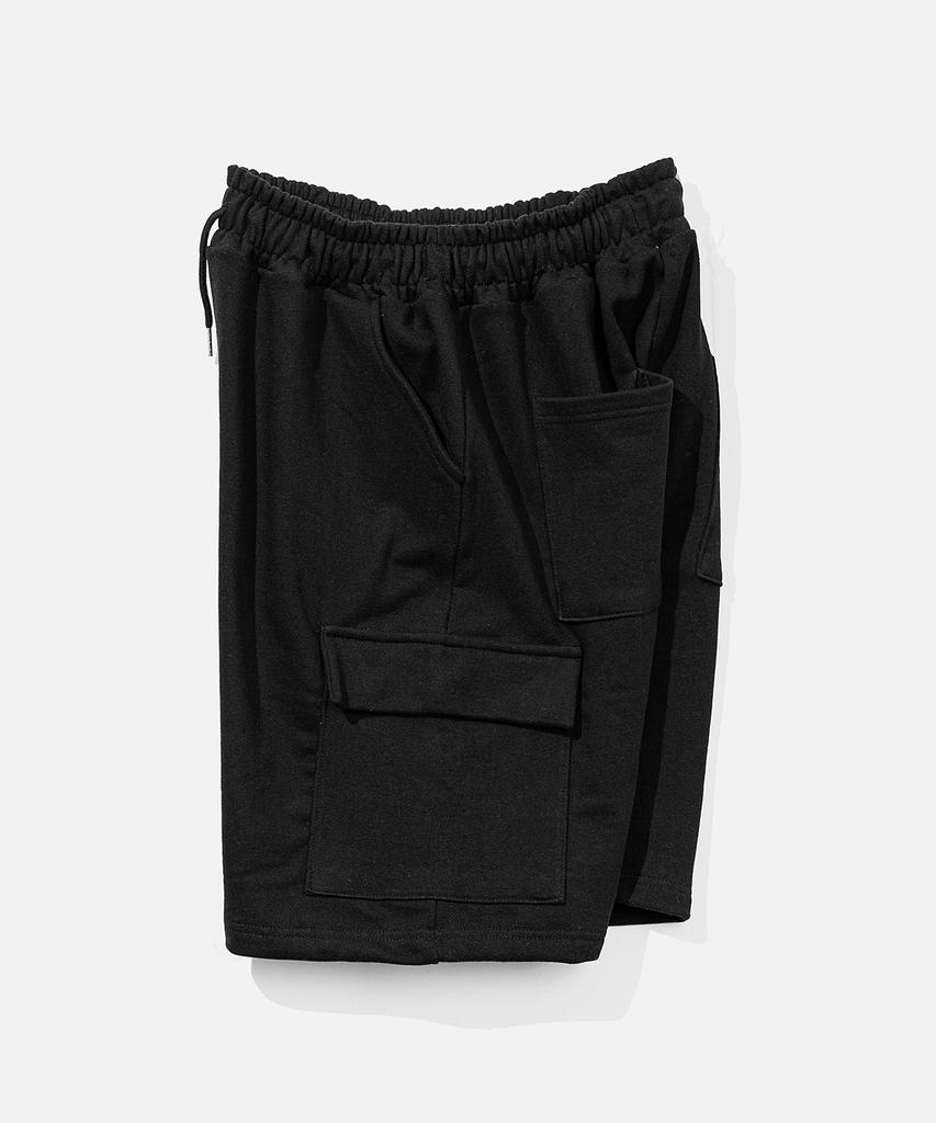 VASTIC Wide Sweat Cargo Half Pants_Black