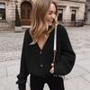 2025 Autumn/Winter Women's V-Neck Solid Color Loose Knit Cardigan