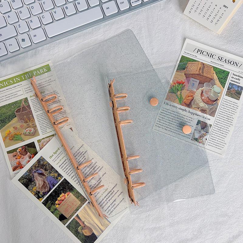 Прозрачный альбом с отрывными листами из ПВХ в корейском стиле формата А5/А6 и дневник ученика с 6 отверстиями