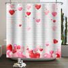 Happy Valentines Day Heart Shower Curtain Red Pink Romantic Falling Love Heart Sweet Lovers Waterproof Bathroom Curtain Decor