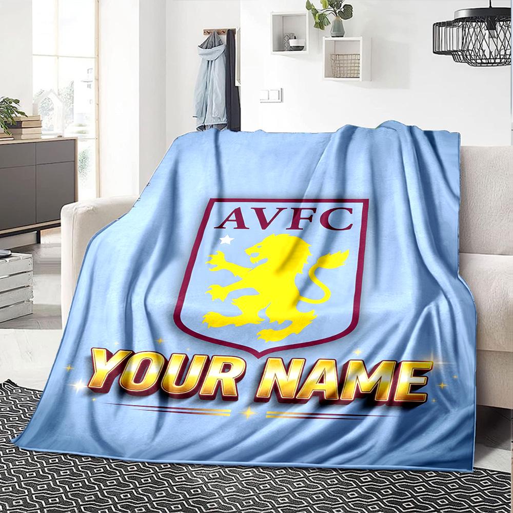 1 шт. Персонализированное одеяло Aston Villa с именем, Подарок, для мужчин и женщин, Мягкое одеяло, Хорошо подходит для дивана-кровати, дивана, путешествий, Легкое фланелевое одеяло