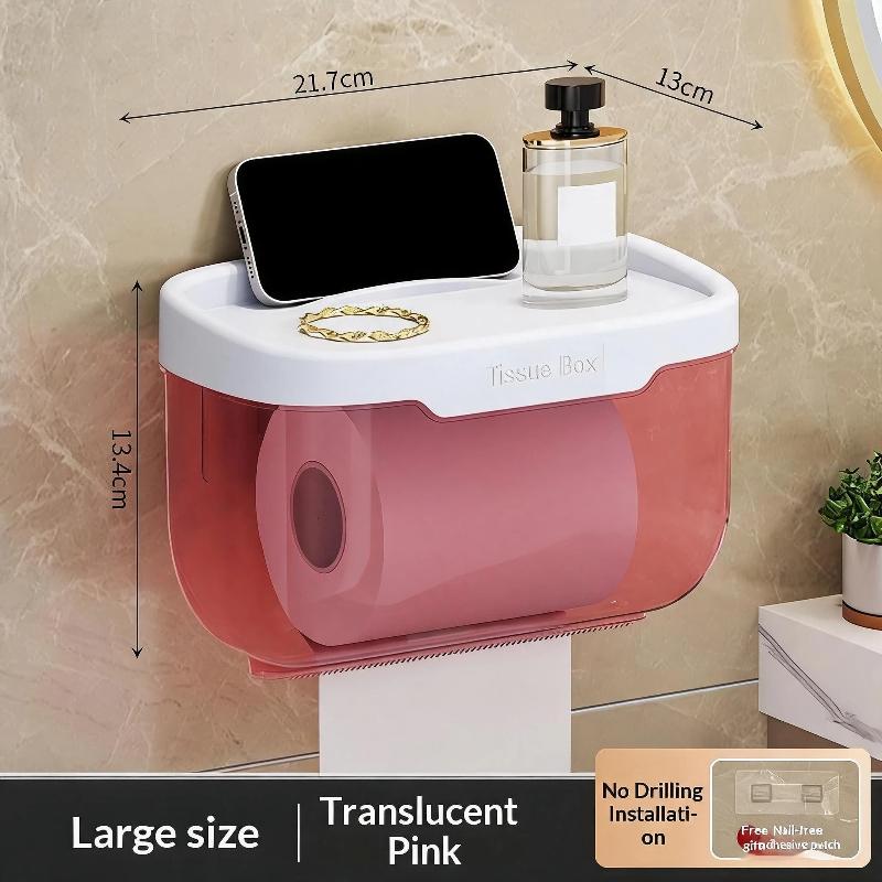 Wall Mounted Tissue Box Waterproof Multifunctional Top Storage Shelf for Bathroom Kitchen RV Camper Small Space
