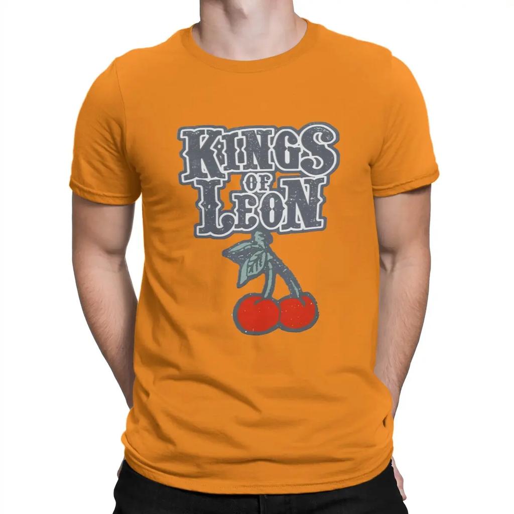 Fun Fun Music T-Shirts for Men O Neck Pure Cotton T Shirt K-Kings Of Leon Band Short Sleeve Tees Gift Idea Clothing