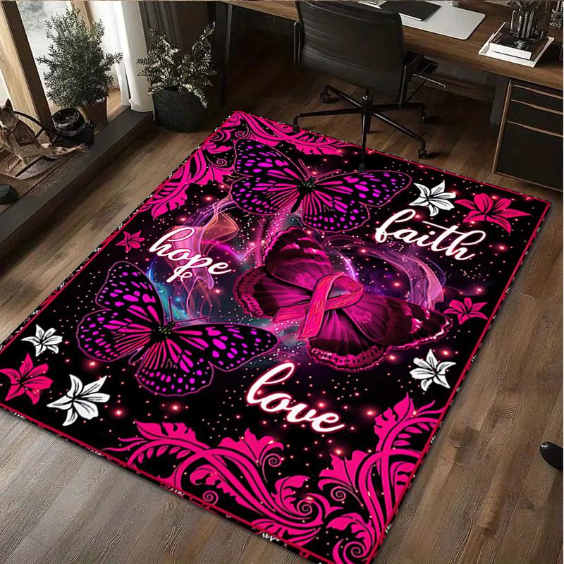 1Pc Breast Cancer Print Rug - Computer Chair Area Rug home decoration Carpet For Living Room Bedroom Flooring Mat