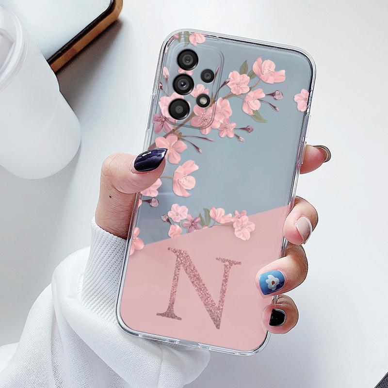 For Samsung Galaxy A53 5G Case Soft Slim Luxury A-Z Letters Back Cover Fundas Clear Bumper For Samsung A 53 5G Transparent Shell