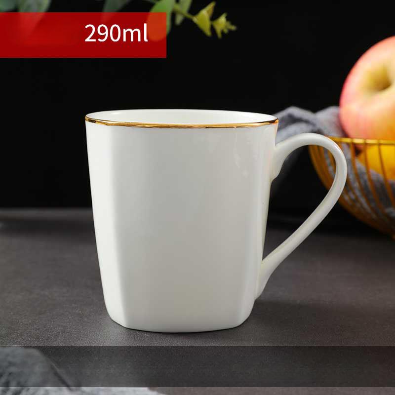 Кофейная кружка из костяного фарфора с золотым ободком, 200-400 мл, чайная чашка с ручкой, белая, 1 шт., для эспрессо, горячего какао, капучино, латте и холодных напитков, подходит для микроволновой печи
