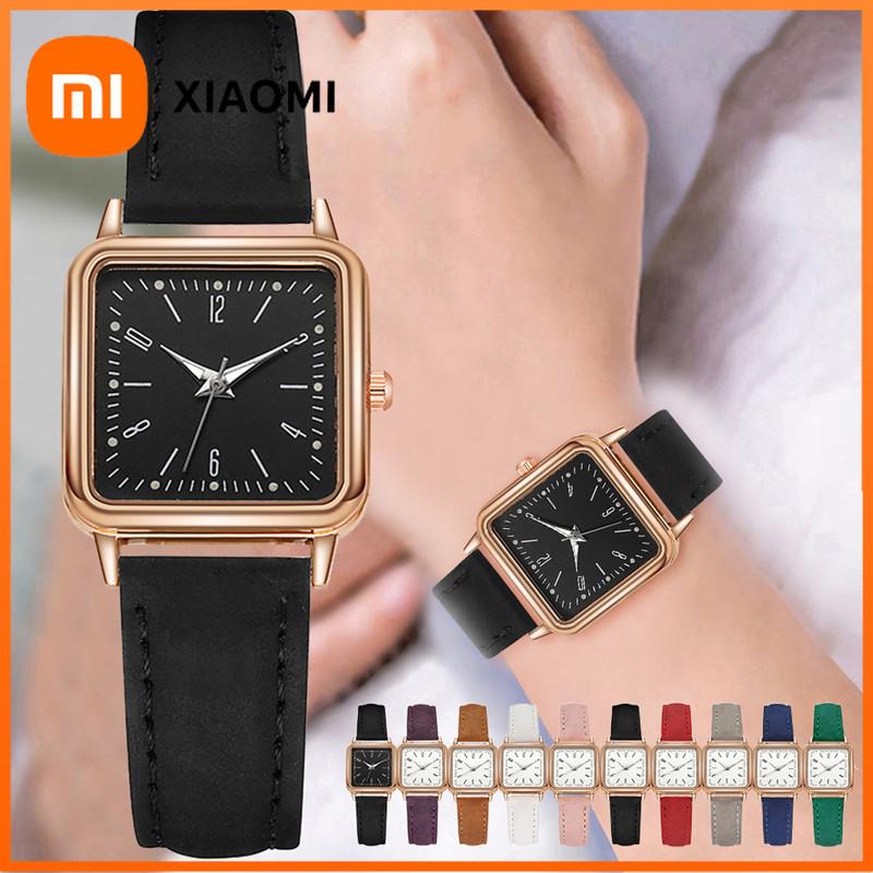 Xiaomi Женские часы Модные квадратные часы с арабским циферблатом Кварцевые часы Повседневный кожаный ремешок Женские наручные часы Часы Подарок Reloj Mujer