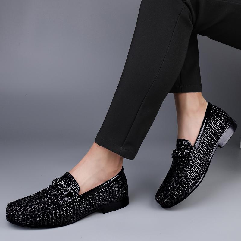 Luxury Brand Genuine Leather Men Shoe Soft Crocodile Style Moccasins Mens Loafers Comfort Male Flats 2024 Driving Business Shoes