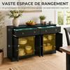 Buffet Meuble De Rangement Armoire De Cuisine Style Rural 2 Tiroirs Et 2 Placards Etagères À Hauteurs Reglables Noir