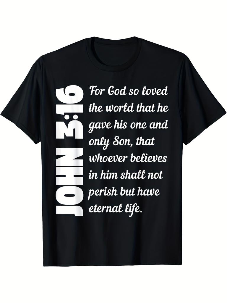 Unisex Round Neck T-Shirt Featuring The Phrase 'For God So Loved The World' from John 3 16, Perfect