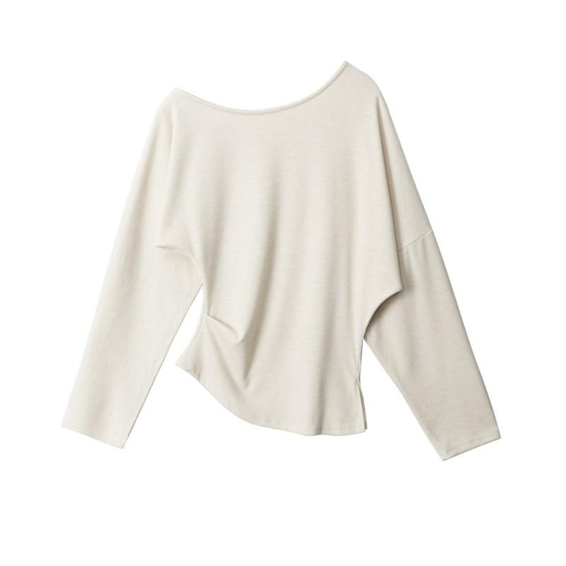 HeyHenry Womens Irregular Slant Neck Long Sleeve T-Shirt Slim Fit Off Shoulder Streetwear Top