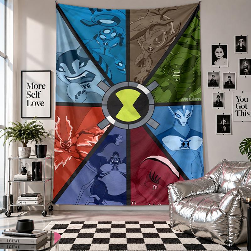 Wall TapestryBen 10 Art Hanging Cloth Decorative Background Cover for Room Decoration