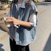 Весенняя рабочая одежда, многослойный жилет снаружи, красный джинсовый жилет, женская трендовая верхняя одежда, жилет без рукавов, кардиган