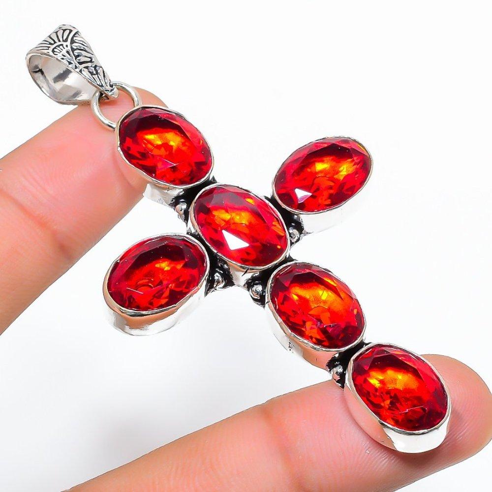 Подвеска из стерлингового серебра 925 пробы с натуральным мозамбикским гранатом 2,99 дюйма y5Q99