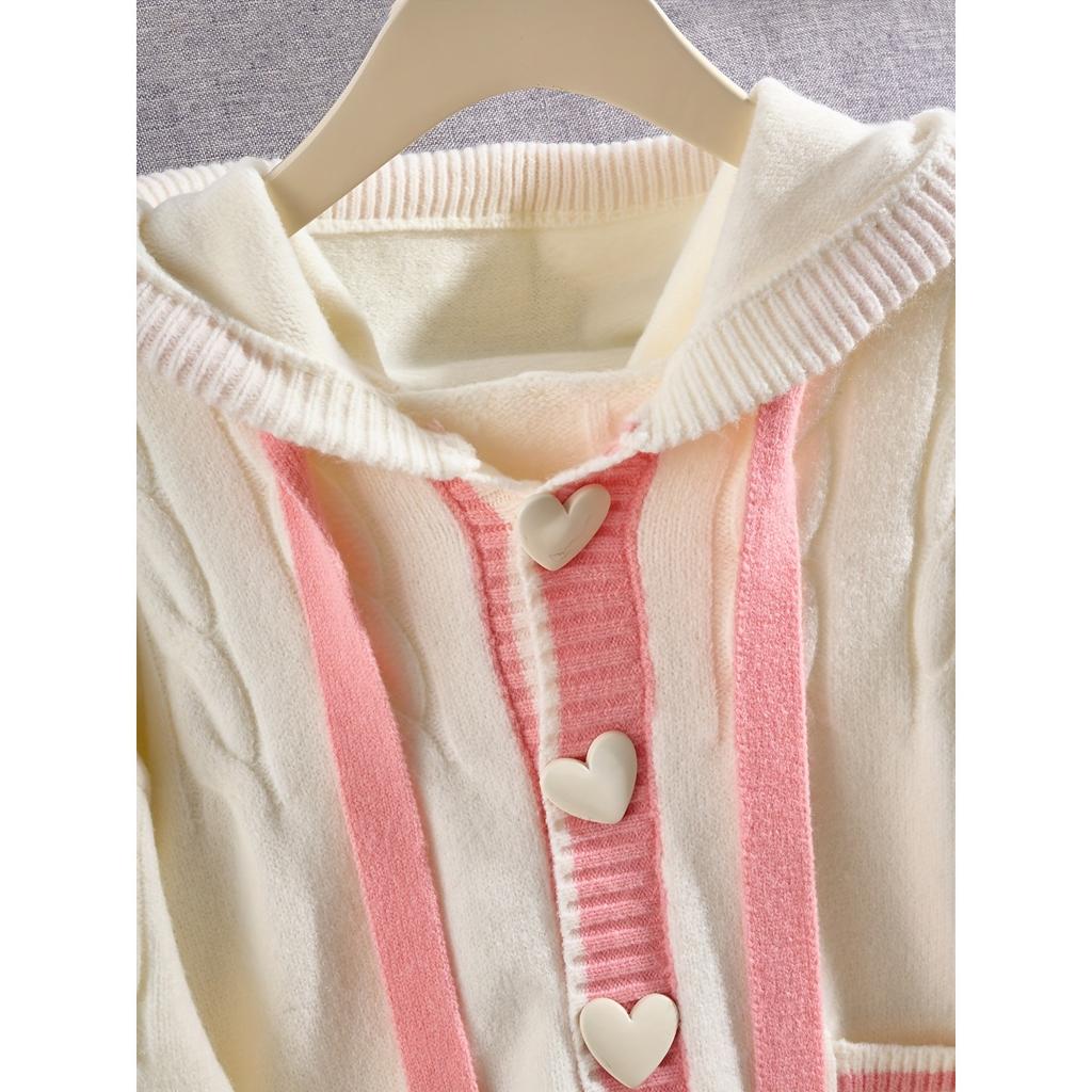 Свободный кардиган с капюшоном в студенческом стиле для весны и осени, модная вязаная куртка для женщин, кардиган для женщин