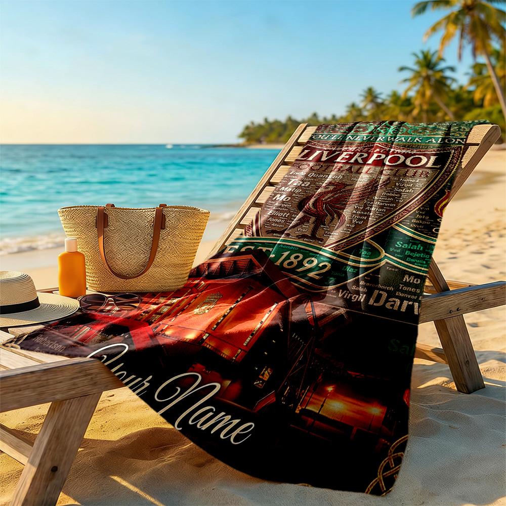 Liverpool Team Customized Name Beach Towel Soft Durable Quickdry Suitable For Swimming Gym Camping Yoga Vacation