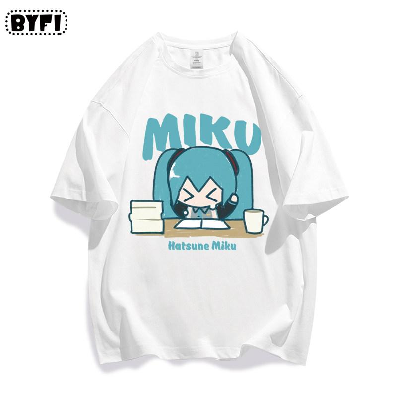 Hatsune Miku Collaborates on Future MIKU Line Style Short Sleeved Pure Cotton Printed New Casual Unisexs and Unisexs Clothing