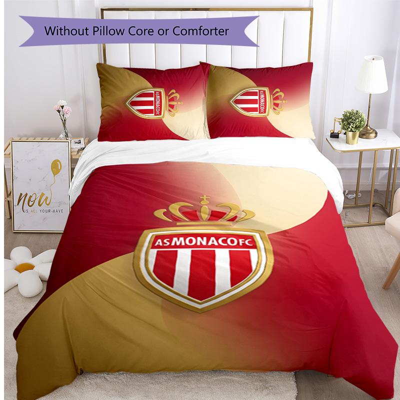 Monaco FC Printed 3PCS Bedding Set Breathable Duvet Cover with Pillowcases Decorative Bed Linen for Bedroom Home