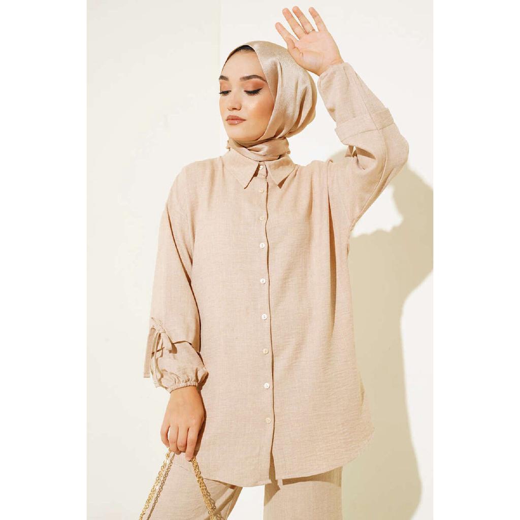 Women's Buttoned Linen Double Suit