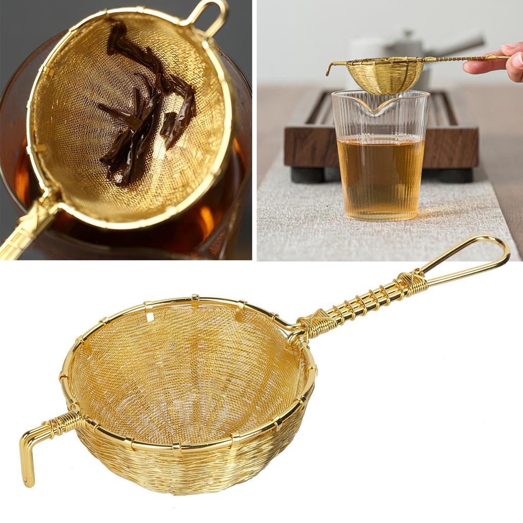 Фильтр для заваривания чая ручной работы из меди, многоразовый фильтр для чайника с длинной ручкой для заваривания чая