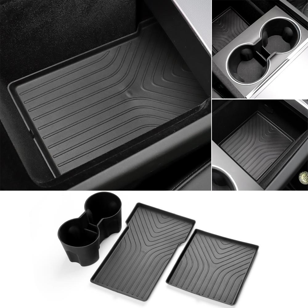 Car Armrest Storage Box For Tesla Model Y Juniper 2025 Model 3 Highland 2024-UP ABS Center Console Organizer Tray Accessories