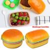 Cute Hamburger Fork Food Container Lunch Box Double Tier Bento Lunchbox