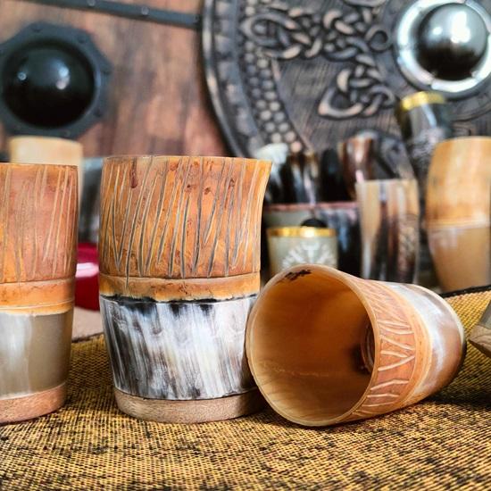 Набор из 12 аутентичных мини-кружек из стекла в виде рога викингов, посуда для медовухи, виски, домашний декор, средневековые кубки ручной работы