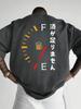 Mens Short Sleeved Round Neck Summer Top with Japanese and Beer Oil Gauge Pattern Design Breathable and Fashionable