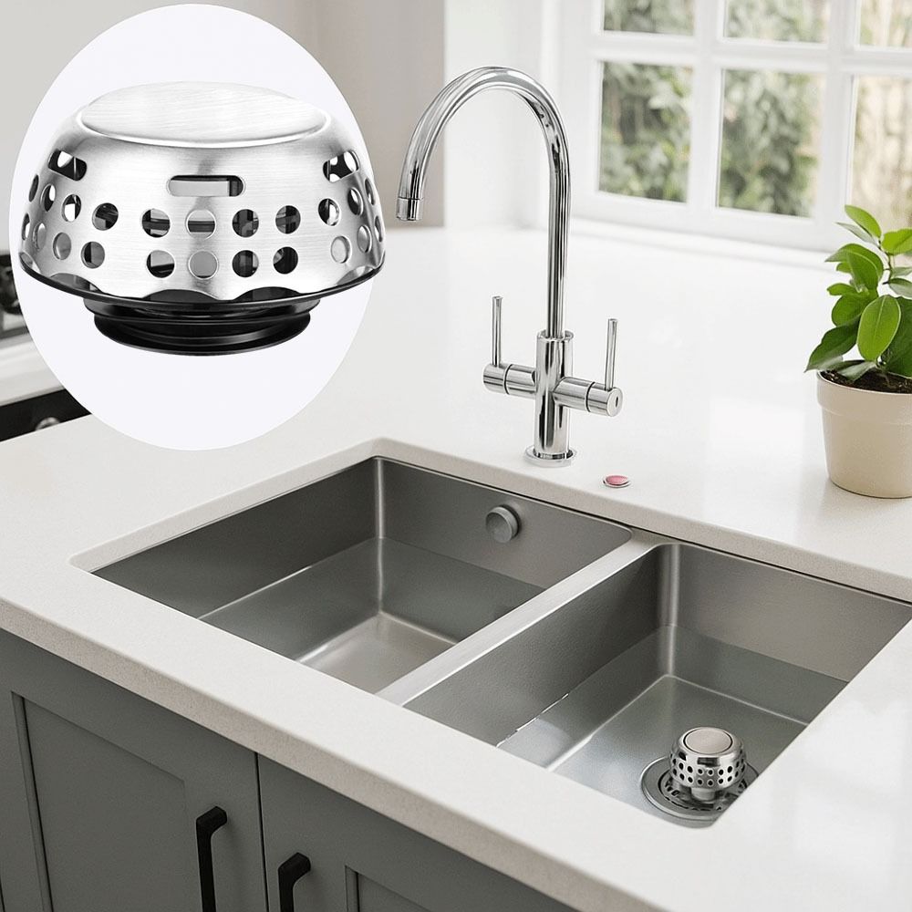 Stainless Steel Pop Up Sink Strainer Anti-Odor Bathtub Drain Stoppe Bathtub Plug