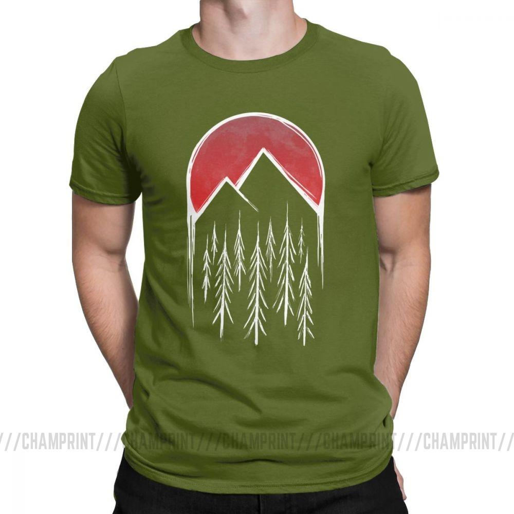 Twin Peaks T Shirts Men Red Pine Tree Moon High Quality Tops Short Sleeve
