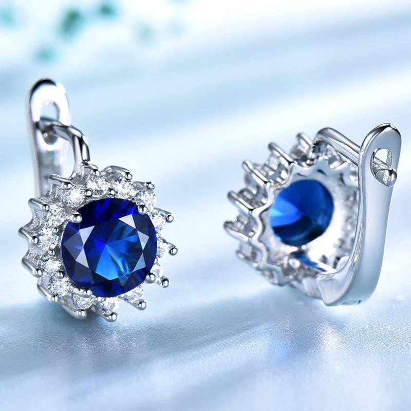 Gica Gema Ювелирные изделия из стерлингового серебра 925 пробы с синим цветком, великолепные новые поступления, серьги-гвоздики для женщин, изысканные ювелирные изделия высокого качества, подарок на День святого Валентина