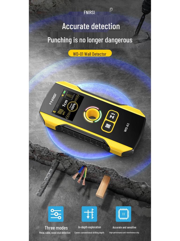 FNIRSI WD-02 Высокоточный многофункциональный детектор стен для проводов, металла и арматуры