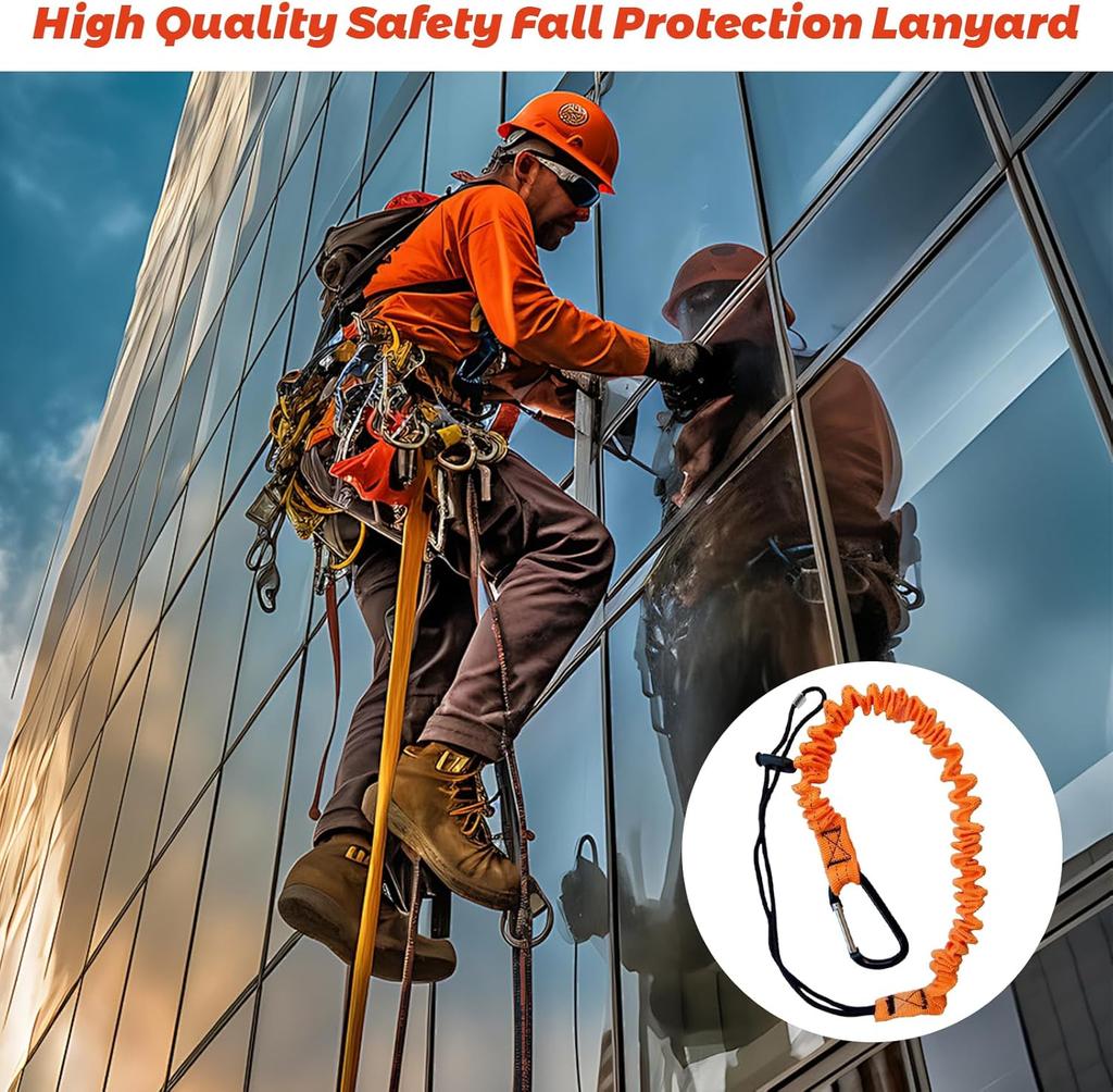 Страховочный эластичный шнур-темляк для инструмента с карабином, альпинизм, работа, защита от падения, страховочная веревка, высотные работы, альпинистские аксессуары
