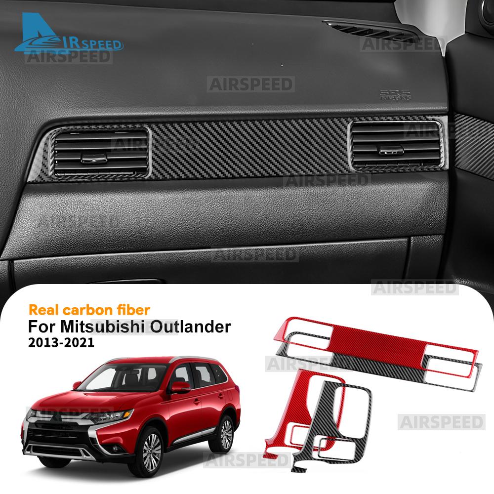 Real Soft Carbon Fiber Sticker For Mitsubishi Outlander 2013-2019 2020 2021 LHD RHD Drive's Passenger's Air Outlet Frame Trim