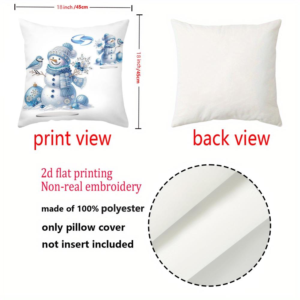 Blue Snowman Tree Gift Pillow Covers for Christmas Decor Polyester pillowcase, sofa decorative cushion cov Headboard Pillow