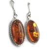 [N2153] - Amber 'Inspiration' Silver Earrings (rhodium-plated) - 35x12 Mm