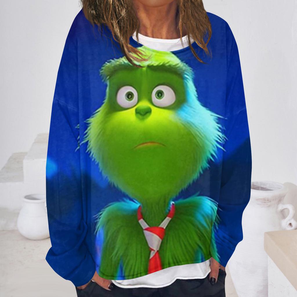 Женская повседневная модная винтажная толстовка с длинным рукавом и круглым вырезом с принтом, многослойный пуловер, топ