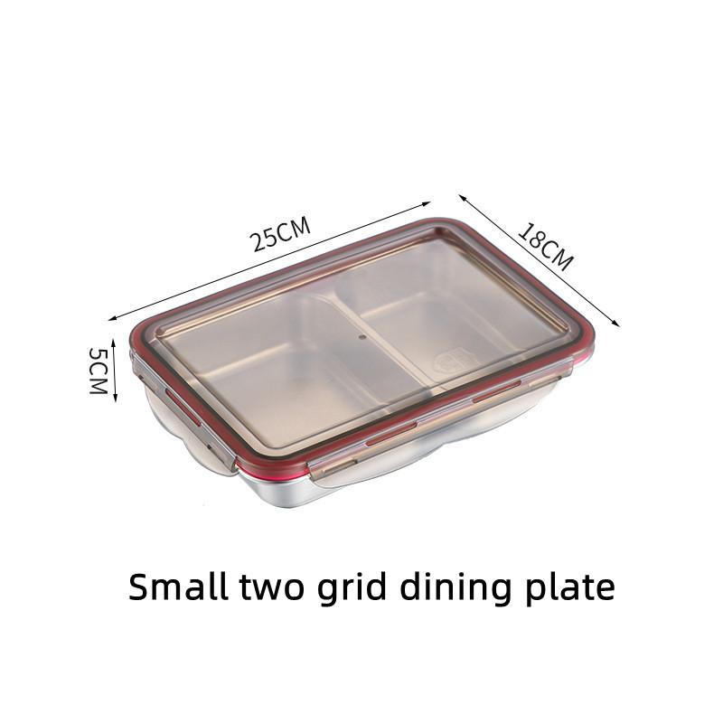 Утолщенная нержавеющая сталь 304, коробка для ланча и тарелка, школьная столовая, коробка для хранения свежих продуктов, 2/3/4/5 сеток, кемпинговая коробка для бенто с крышкой