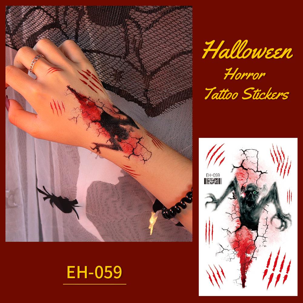 Waterproof Cross Pattern Halloween Scary Scar Tattoo Stickers for Face and Arms