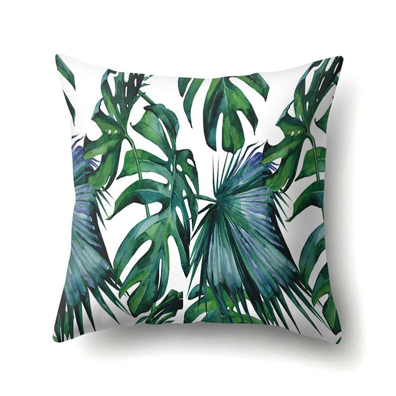 Polyester Pillowcase Ins Style Plant Flowers Nordic Printed Peach Leather Velvet Cushion Cover Sofa Waist Cushion Cover