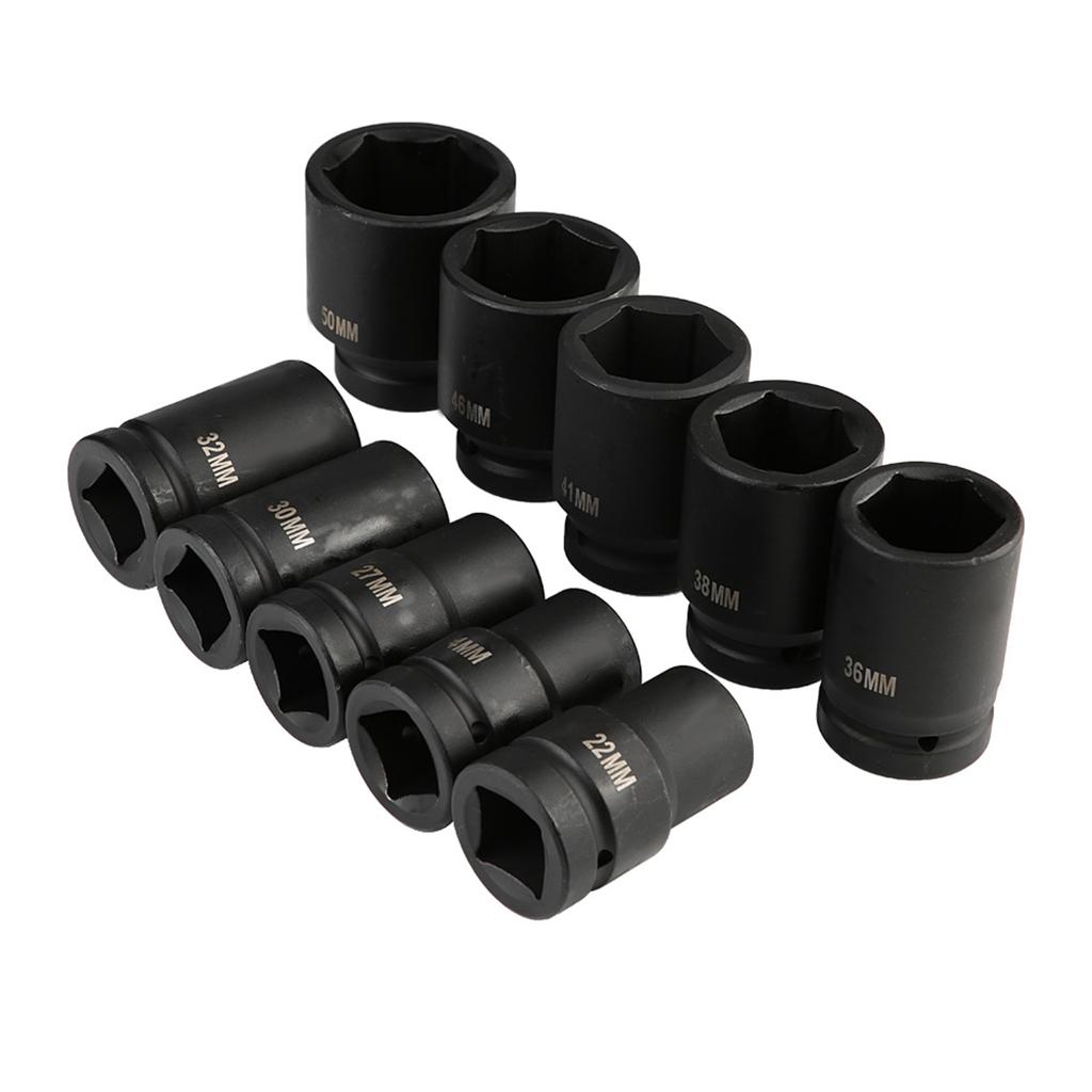 Набор из 10 ударных торцевых головок, 1 дюйм, метрический, глубокие, ударные торцевые головки с удлиненным вылетом