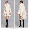 Oversize Winter Big Faux Fox Fur Neck Plus Size Poncho Out Streetwear Women Cloak Pashmina Batwing Sleeves Shawl Coat
