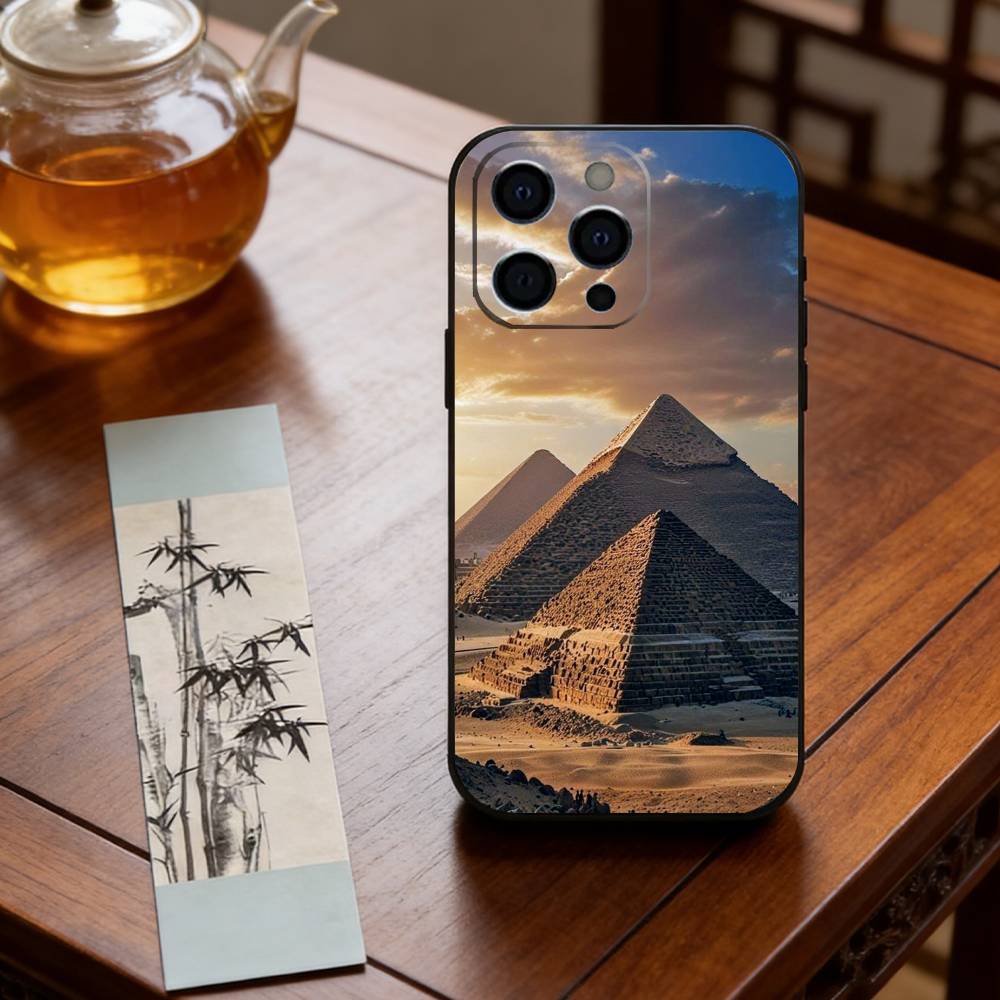 Чехол для телефона 'Пирамиды Гизы' для iPhone 17, 16, 15, 14, 13, 12, 11 Plus, Pro Max, Другие Мягкий Черный Чехол
