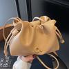 Korean New Simple Pleated Soft Leather Cloud Bag Women's Fashion Commuting Light Casual High-end Textured Messenger Bag