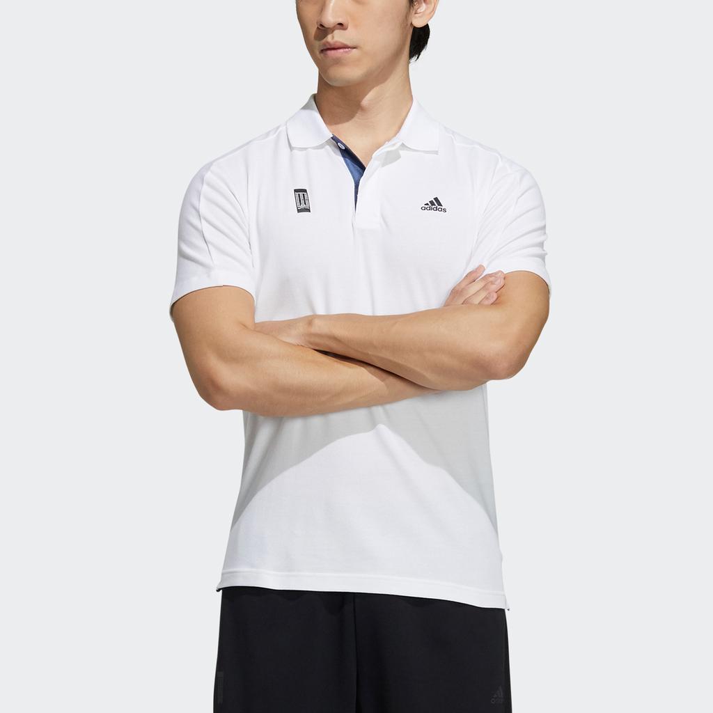 adidas Рубашка поло с коротким рукавом и принтом логотипа Pure Color, мужские топы, белые GP0827
