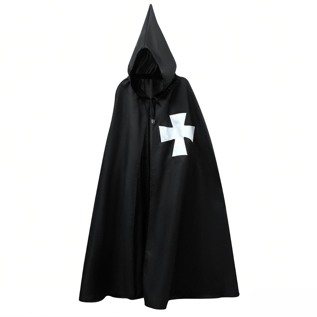 Medieval Fancy Long Knight Cloak Set-Templar TV Movie Cosplay Outfit Halloween Party Costume (Polyester)