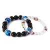 Glowing Firefly Glass Pair Bracelet Blue Onyx 12mm Pink Crystal 8mm Luminous Type Dragonfly Ball [Sea Drop] [091bt]